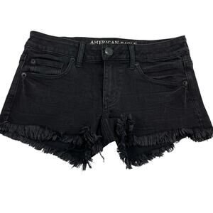 American Eagle Superlow Shortie Black size 6 Low Rise Y2K Cut Off